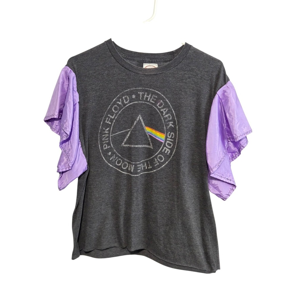 Spenny Lane Pink Floyd Dark Side of the Moon Upcycled Ruffle Sleeve Tee Large - Picture 2 of 5